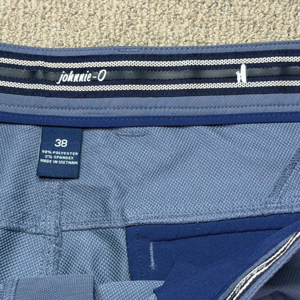 Johnnie-O Mens Blue Performance Stretch Golf Flat Front Shorts Size 38 NWOT